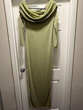 knee length dresses for ladies Giada Scarf-Detail Midaxi Dress in Ivory